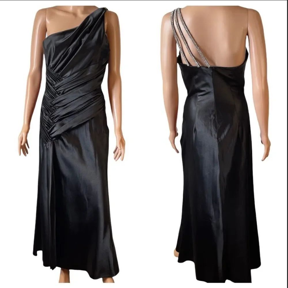 Cinderella Design Studded One Shoulder Black Long Gown MEDIUM